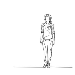 vector, isolated, sketch, lines the girl is walking, alone