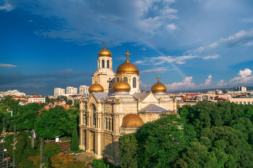 Obraz premium The Cathedral of the Assumption in Varna, Aerial view