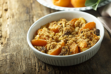 Homemade apricot crumble