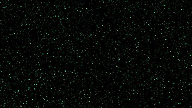 Flying green dots.Abstract space background, geometry surfaces, lines and points. Can be used as digital dynamic wallpaper, technology background.Seamless loop.