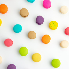 A french sweet delicacy, macaroons variety closeup.macaroon colourful texture.