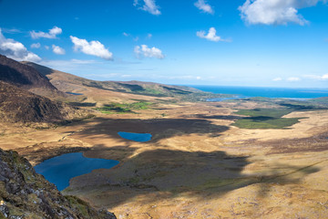 Fototapeta na wymiar Owenmore valley view from Conor Pass, Dingle Peninsula, County Kerry, Ireland