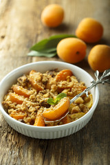 Homemade apricot crumble