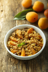 Homemade apricot crumble