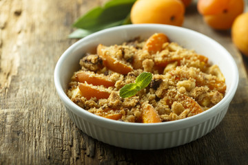Homemade apricot crumble