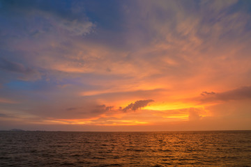 Fototapeta na wymiar Sunset sky background on the beach.