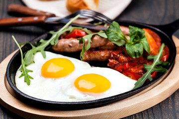 breakfast with eggs and sausage