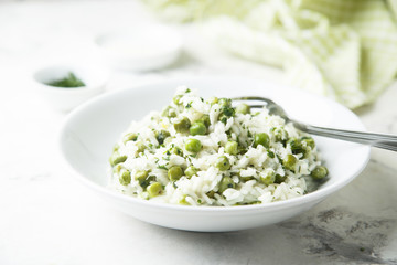 Green pea risotto
