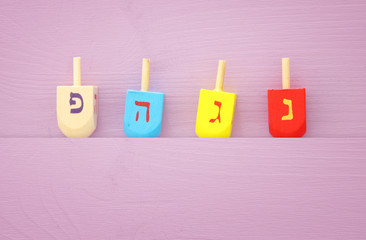 jewish holiday Hanukkah image background with traditional spinnig top
