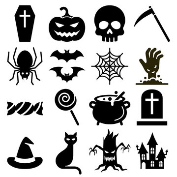 Halloween icons vector illustration.