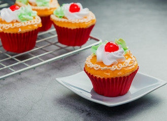 Cup cake on modern background.