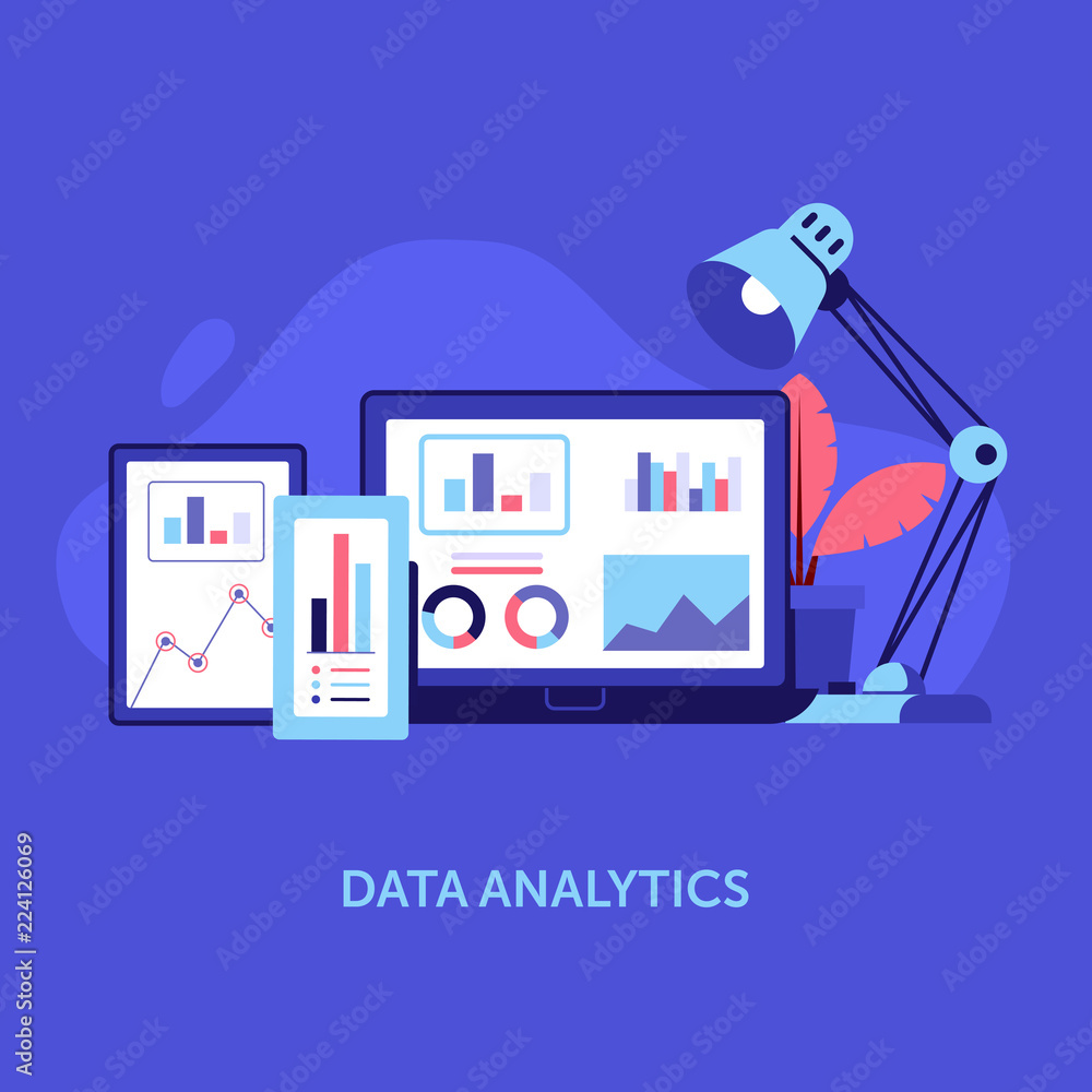 Fototapete business and marketing data analysis for website and mobile app. data analytics and search informati