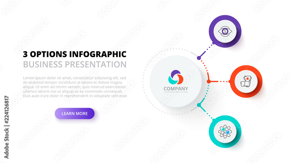 Aufkleber Business data visualization. Process chart. Abstract elements of graph, diagram with 3 steps, options, parts or processes. Vector business template for presentation. Creative concept for infographic.