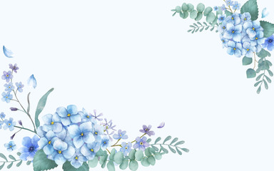 Blue themed greeting card with florals