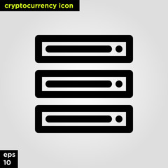 Cryptocurrency icon server set line version. Modern computer network technology sign and symbol