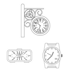 Vector design of clock and time icon. Collection of clock and circle vector icon for stock.