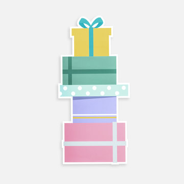 Stack of gift boxes icon isolated