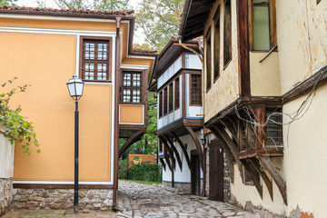 Fototapeta na wymiar Beautiful cityscape of Plovdiv, Bulgaria, in the medieval part of the city called Old Town