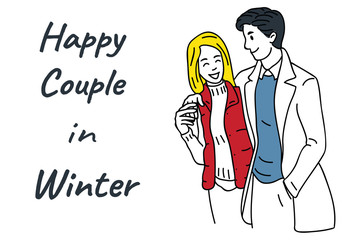 Young couple happy together in winter
