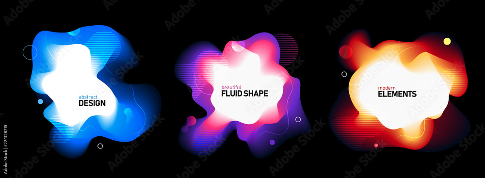 Canvas Prints set of liquid color abstract geometric shapes. fluid gradient elements for minimal banner, logo, soc