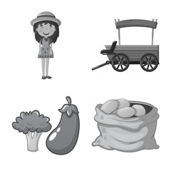 Vector design of farm and agriculture symbol. Collection of farm and plant vector icon for stock.