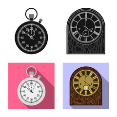 Plakat Vector illustration of clock and time symbol. Collection of clock and circle stock symbol for web.