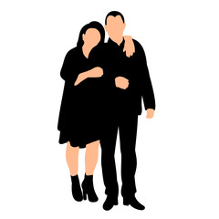 vector, isolated silhouette man and woman