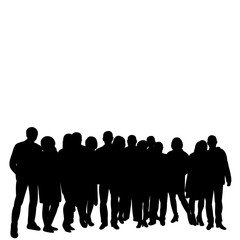 vector, isolated silhouette people, group, crowd