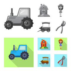 Vector design of farm and agriculture symbol. Set of farm and plant vector icon for stock.