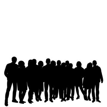 Vector, Isolated Silhouette People, Group, Crowd