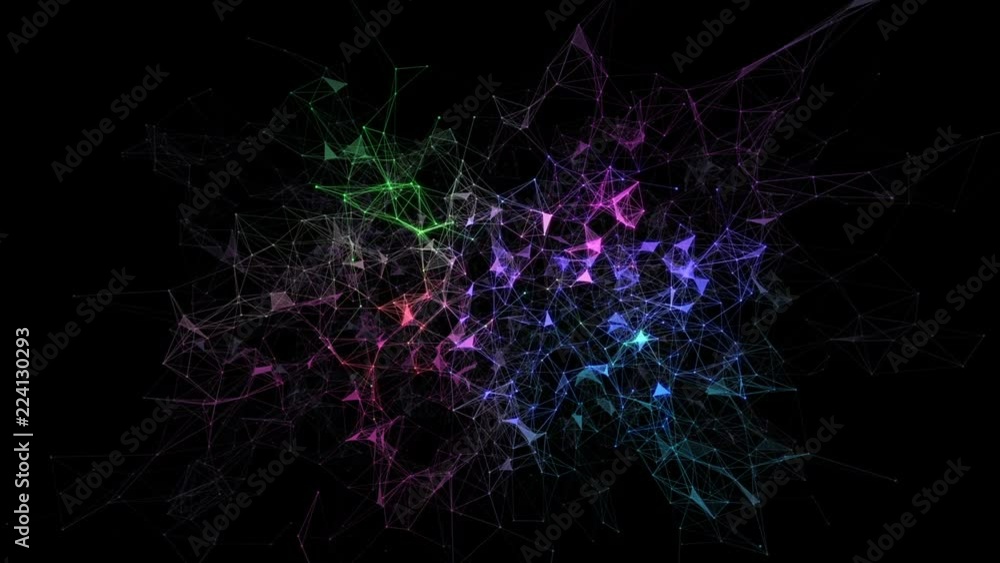 Poster neural network in space.abstract space background, geometry surfaces, lines and points. can be used 