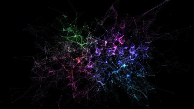 Neural network in space.Abstract space background, geometry surfaces, lines and points. Can be used as digital dynamic wallpaper, technology background.Seamless loop.