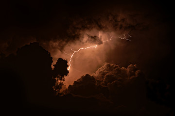 Storm - thunderbolt with flash in Pyrenees, Spain