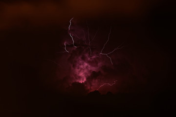Storm - thunderbolt with flash in Pyrenees, Spain