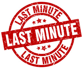 last minute round red grunge stamp