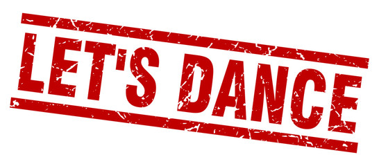 square grunge red let's dance stamp