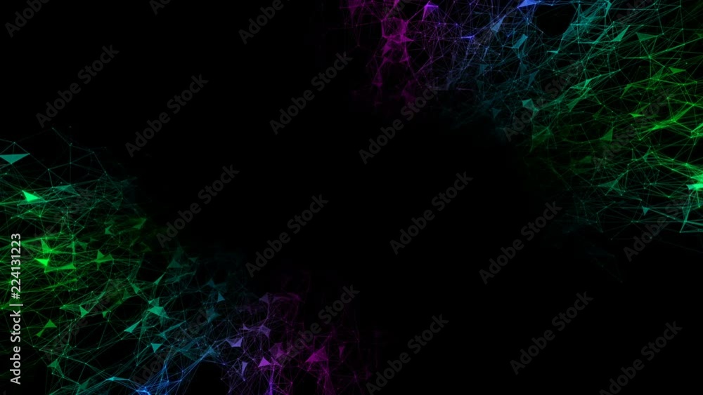 Poster neural network in space. structures in corners.abstract space background, geometry surfaces, lines a