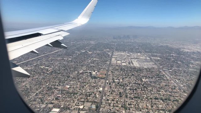 Los Angeles Skyline from Airplane Window