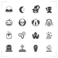 Halloween icons with White Background