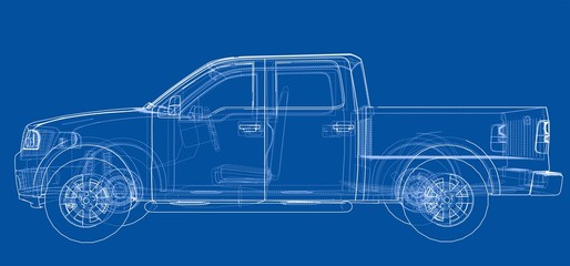 Fototapeta na wymiar Car SUV drawing outline. Vector rendering