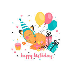 Greeting card with cute Fox