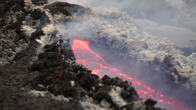 Lava flow on the volcano Etna. Sicily,Italy