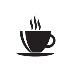 Hot coffee icon vector. Illustration. Isolate on white background. Flat black.