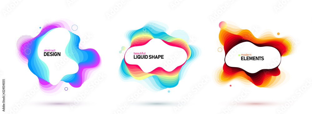 Canvas Prints set of liquid color abstract geometric shapes. fluid gradient elements for minimal banner, logo, soc