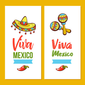Viva Mexico. Vector logo, invitation layout.