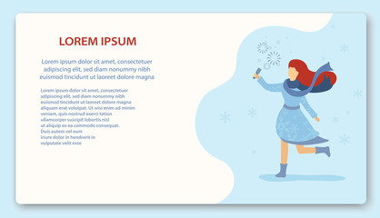 Winter poster blank template with girl.