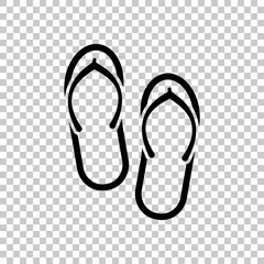 Beach slippers. Flip flops icon. On transparent background.