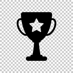 Champions cup with star. Simple icon. On transparent background.