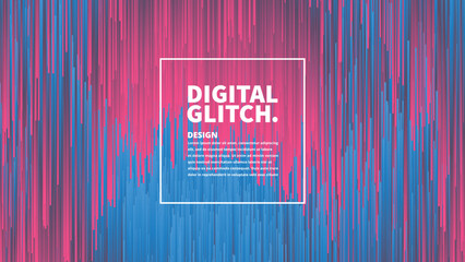 Digital Glitch Effect Vector Abstract Background. Dynamic Vivid Color Striped Conceptual Illustration - obrazy, fototapety, plakaty
