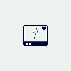Fototapeta premium heart pulse in monitor icon, vector illustration. flat icon